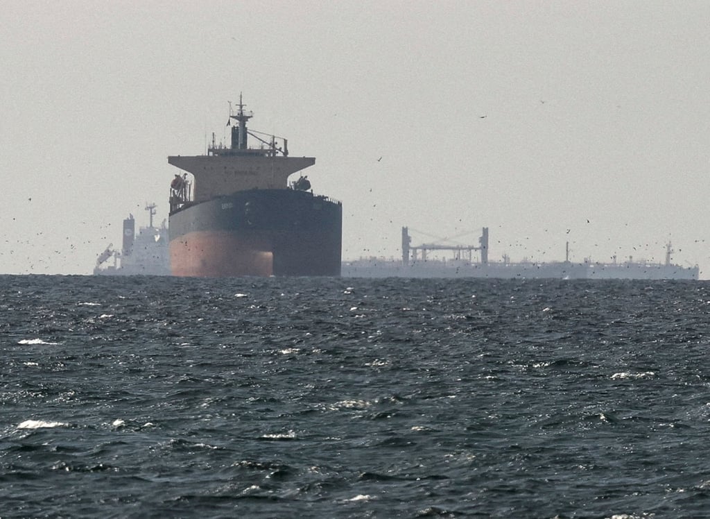 Tankers sail in the Gulf off the United Arab Emirates coast, near the Strait of Hormuz, on Wednesday. Photo: Reuters