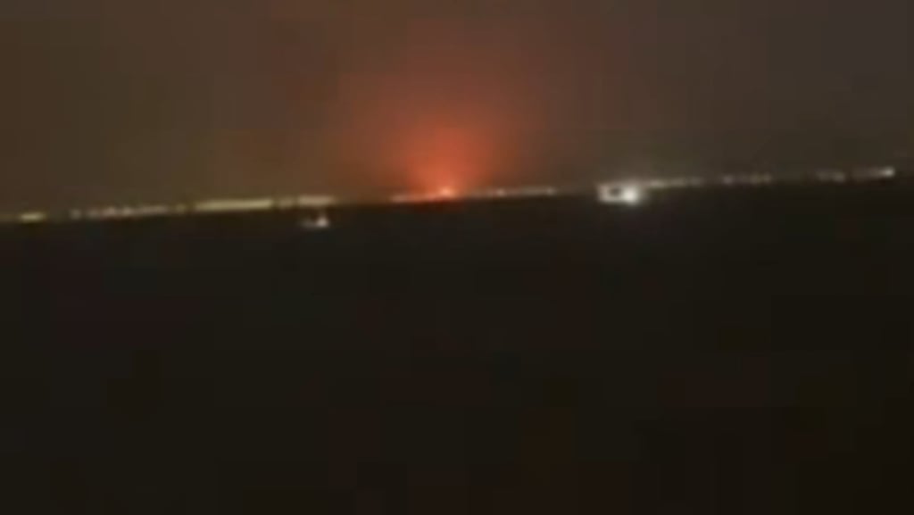 A long-distance image of one of many explosions in and around the war-torn strait. Photo: Douyin