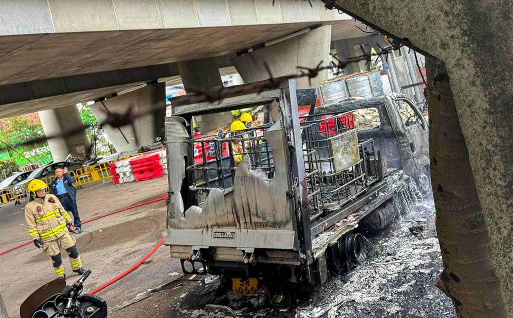 The truck was reduced to a burnt-out frame. Photo: Handout