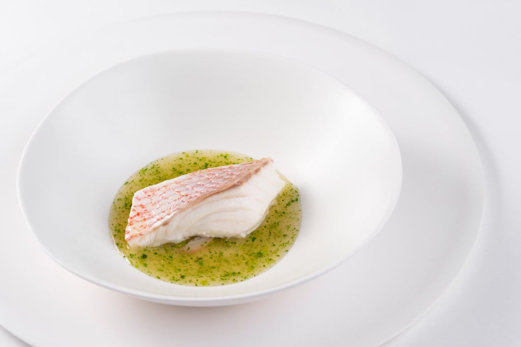 Seasonal fish with spring greens at Mosu Hong Kong in West Kowloon. Photo: Handout
