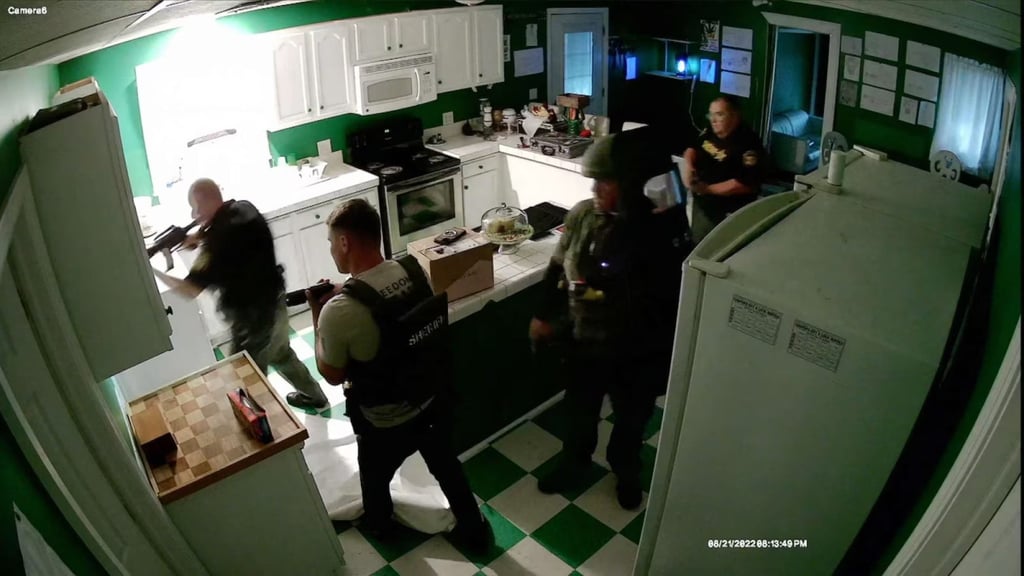 A screengrab from CCTV footage shows deputies raiding Joseph Foreman’s home in 2022. Photo: Afroman