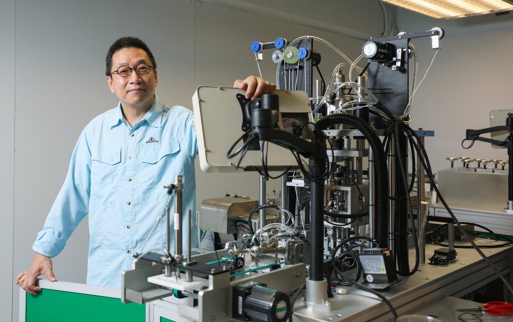 Poon at his mask factory in Cheung Sha Wan. Photo: Xiaomei Chen