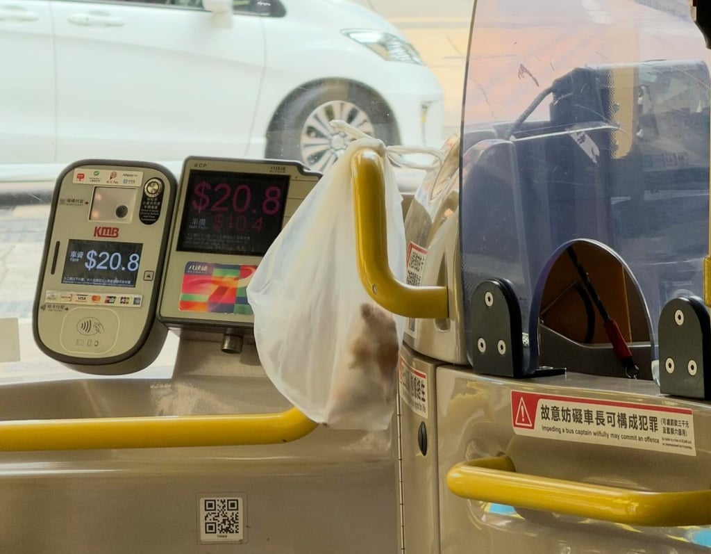 The hamster was caught and placed in a plastic bag beside the driver. Photo: Handout The hamster was caught and placed in a plastic bag beside the driver. Photo: Handout
