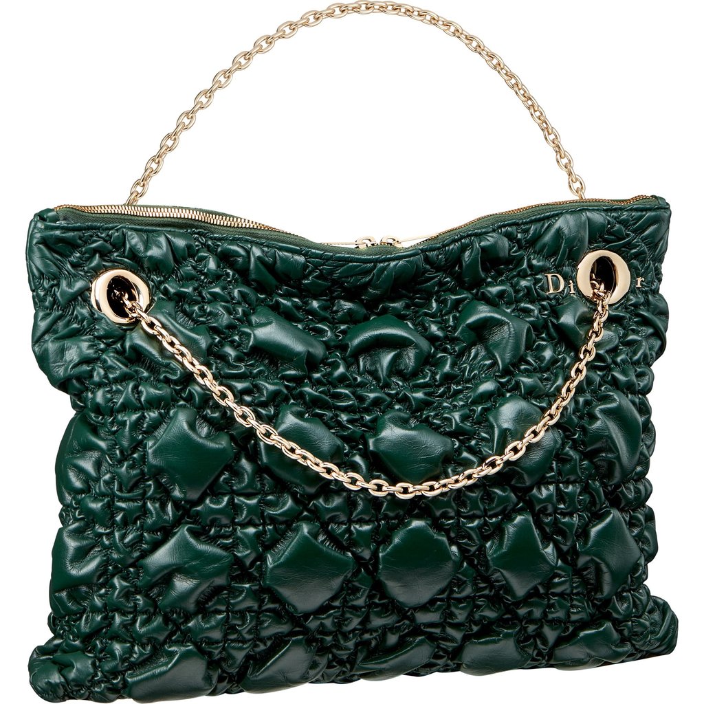 Medium Dior Crunchy bag in forest bloom green macrocannage. Photo: Handout