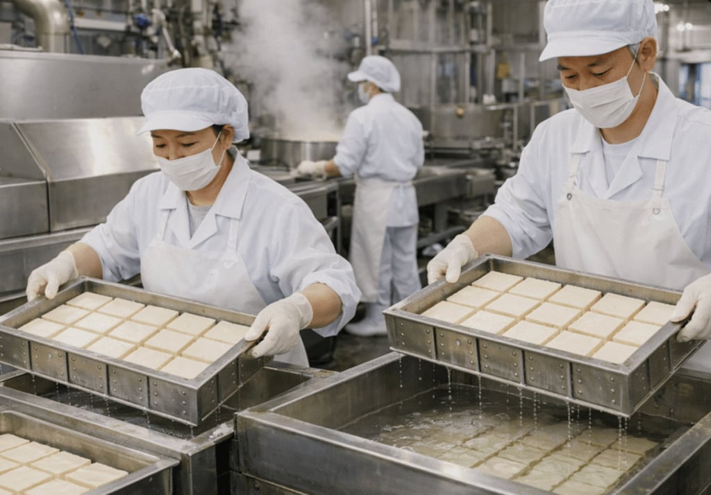 Tofu production in Japan has been refined over centuries through traditional methods that blend craftsmanship, pure water, and high-quality domestic soybeans. Photo: Japan Tofu Association