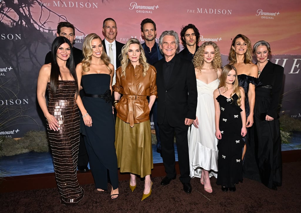 Danielle Vasinova, Kevin Zegers, Elle Chapman, Matthew Fox, Michelle Pfeiffer, Patrick J. Adams, Kurt Russell, Ben Schnetzer, Amiah Miller, Alaina Pollack, Beau Garrett and Rebecca Spence attend the Paramount+ premiere of The Madison on March 9, in New York. Photo: Invision/AP
