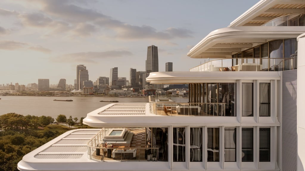 A view of the surrounding greenery and Huangpu River from the Waldorf Astoria Shanghai Qiantan. Photo: Handout