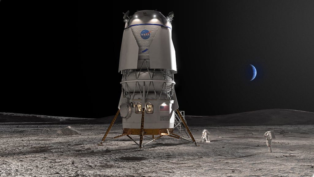 SpaceX and Blue Origin have been contracted to develop lunar landers. Photo: Blue Origin via TNS