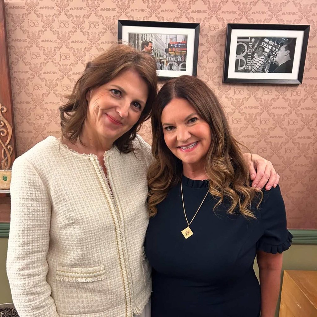Liz McNeil and RoseMarie Terenzio behind the scenes after an appearance on the US chat show Morning Joe. Photo: @lizmcneil6/Instagram