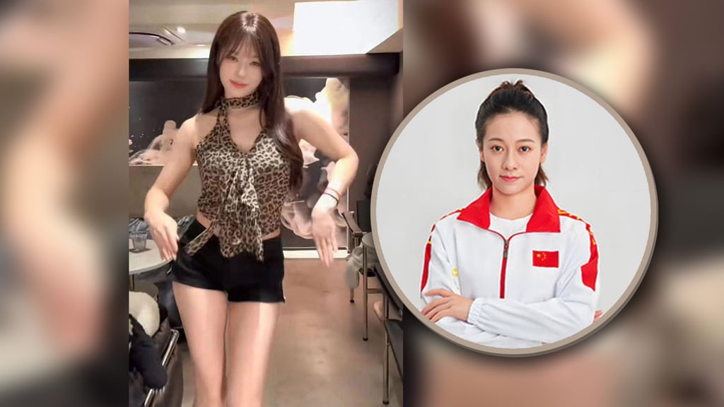 Wu Liufang gained prominence in 2024 after posting dance clips wearing short shorts, miniskirts and stockings, as well as one with a Team China tracksuit. Photo: SCMP composite/Weibo/Douyin
