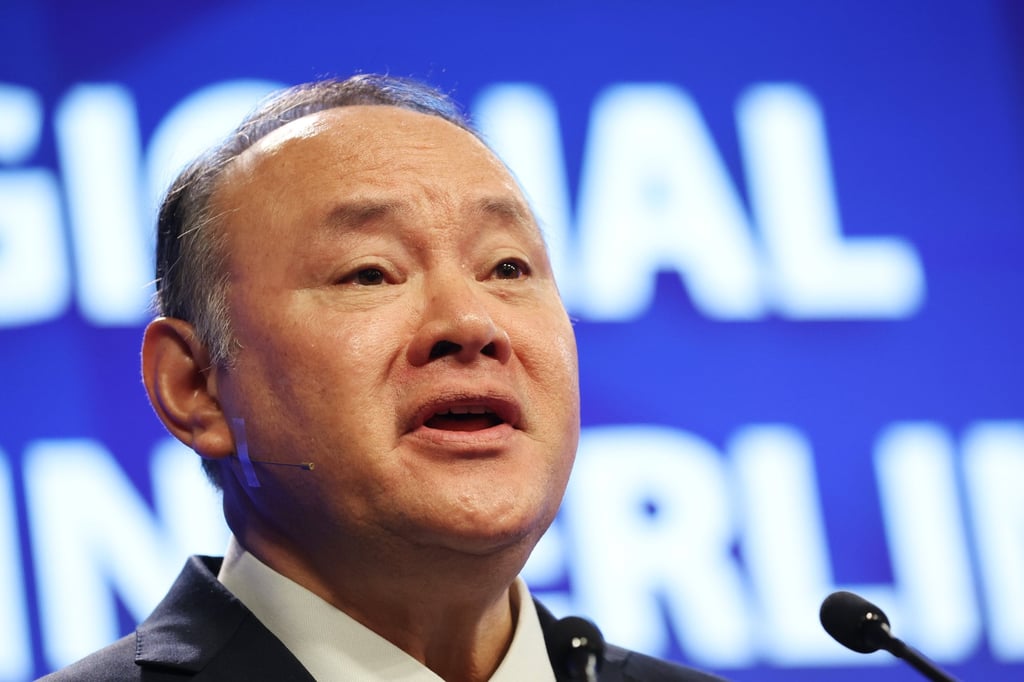Philippines Secretary of National Defence Gilberto Teodoro Jnr speaks at the Shangri-la Dialogue Defence Summit in Singapore last year. Photo: EPA-EFE Philippines Secretary of National Defence Gilberto Teodoro Jnr speaks at the Shangri-la Dialogue Defence Summit in Singapore last year. Photo: EPA-EFE