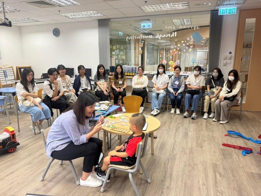 University students take part in an AP School workshop that looks at ways of working with autistic children from underprivileged families. Photo: Instagram.com/ap_school_hk
