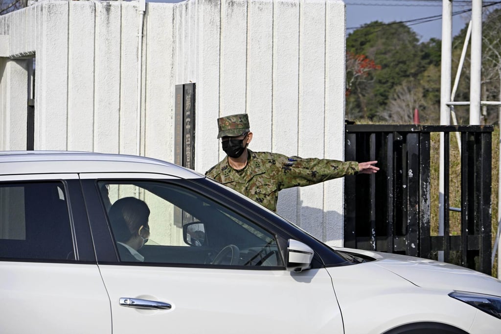 A car driven by investigators enters a Ground Self-Defence Force base in Ebino, Miyazaki prefecture, on Sunday in connection with the break-in at the Chinese embassy in Tokyo. Photo: Kyodo A car driven by investigators enters a Ground Self-Defence Force base in Ebino, Miyazaki prefecture, on Sunday in connection with the break-in at the Chinese embassy in Tokyo. Photo: Kyodo