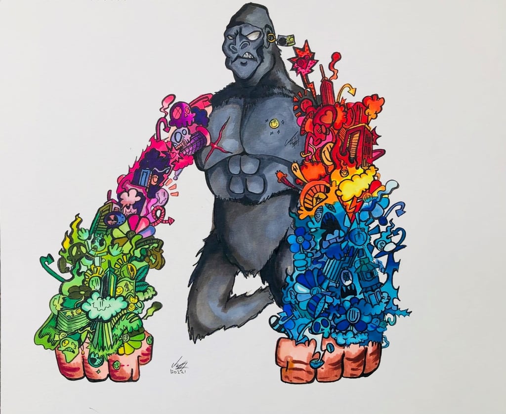 Arthur Fujita’s illustration of a gorilla that may appear in the film Invisible Differences. Photo: Joanna Bowers