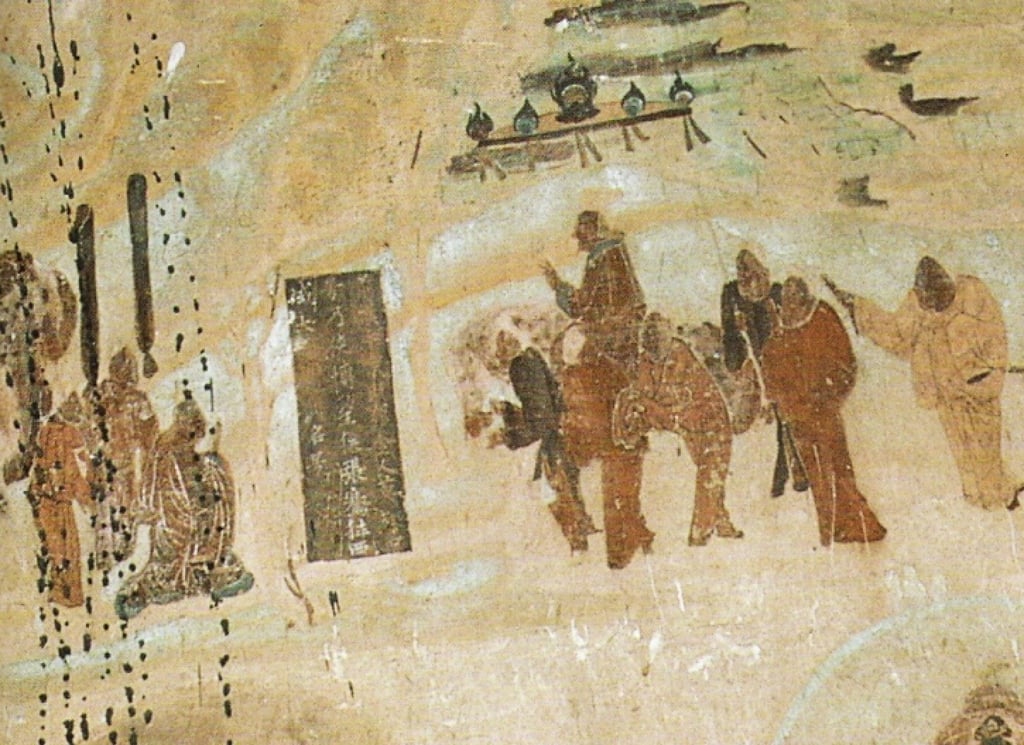 A mural shows Zhang Qian leaving for his expedition to Central Asia. Photo: Wikipedia A mural shows Zhang Qian leaving for his expedition to Central Asia. Photo: Wikipedia