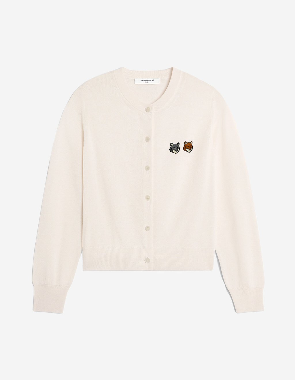 Maison Kitsuné cardigan with double fox head motif (US$380). Photo: Handout