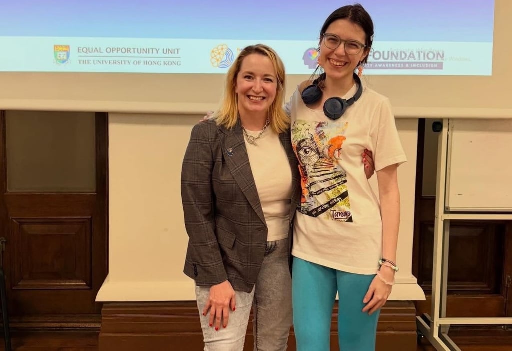 Talos Foundation founder Mary Schaus (left) joins a panel on neurodiversity and inclusion at the University of Hong Kong in March. Photo: Instagram/talosfoundation