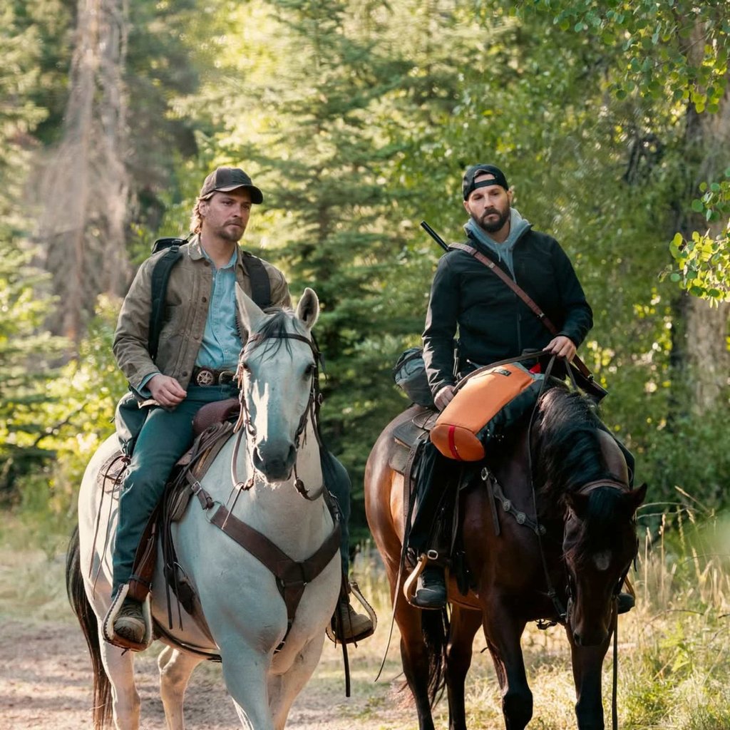Luke Grimes and Logan Marshall-Green in a scene from CBS show Marshals. Photo: @marshalscbs/Instagram Luke Grimes and Logan Marshall-Green in a scene from CBS show Marshals. Photo: @marshalscbs/Instagram