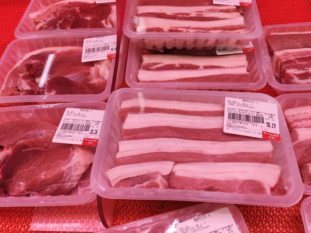 Frozen pork is seen at a supermarket in Beijing. Photo: Shutterstock