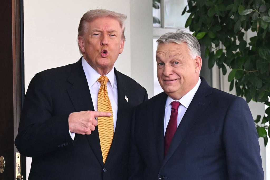 US President Donald Trump with Hungarian Prime Minister Viktor Orban at the White House in November. Orban has become a poster boy for the Maga movement. Photo: AFP
