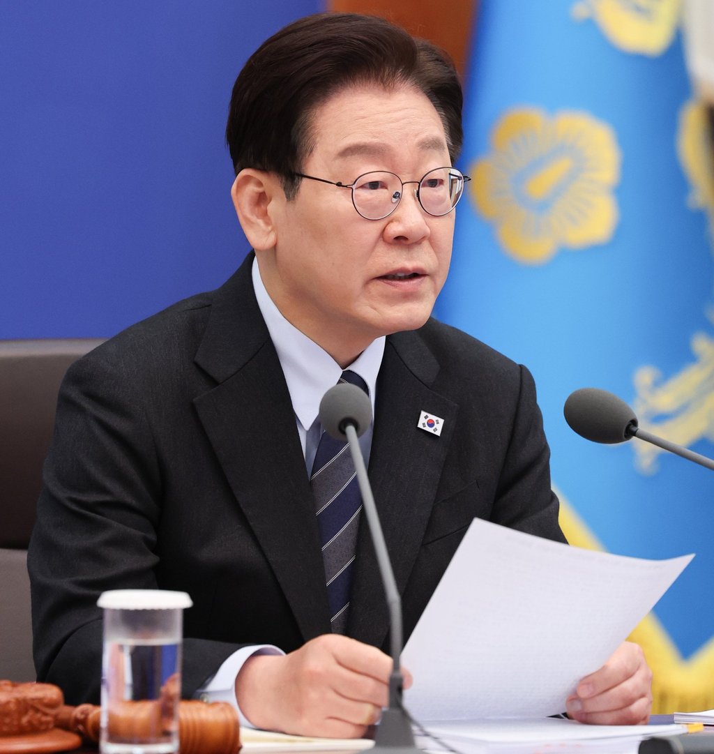 South Korea President Lee Jae Myung attends a cabinet meeting at the presidential office in Seoul on Monday. Photo: Yonhap/EPA