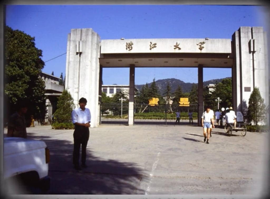 After earning a bachelor’s degree in computer science from a university in southwestern Sichuan province, Zhang, left, began teaching at the prestigious Zhejiang University in eastern Zhejiang province in the early 1980s. Photo: Douyin