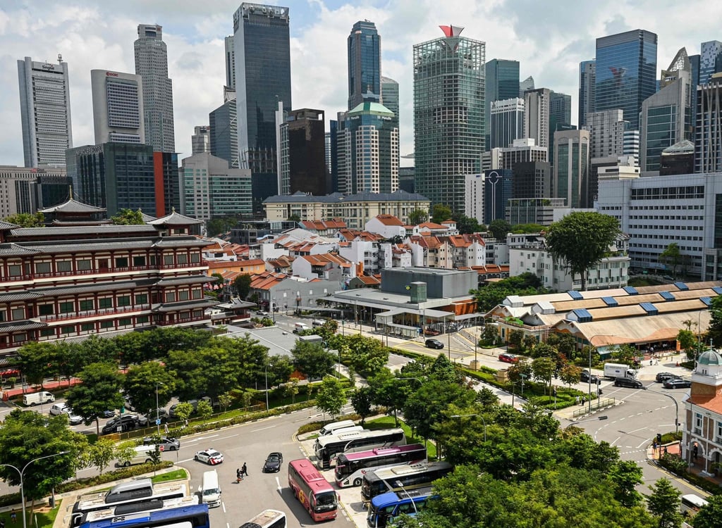 Singapore’s Chinatown. Sheyna and her mother were hit while crossing the road outside the Buddha Tooth Relic Temple (left). Photo: AFP