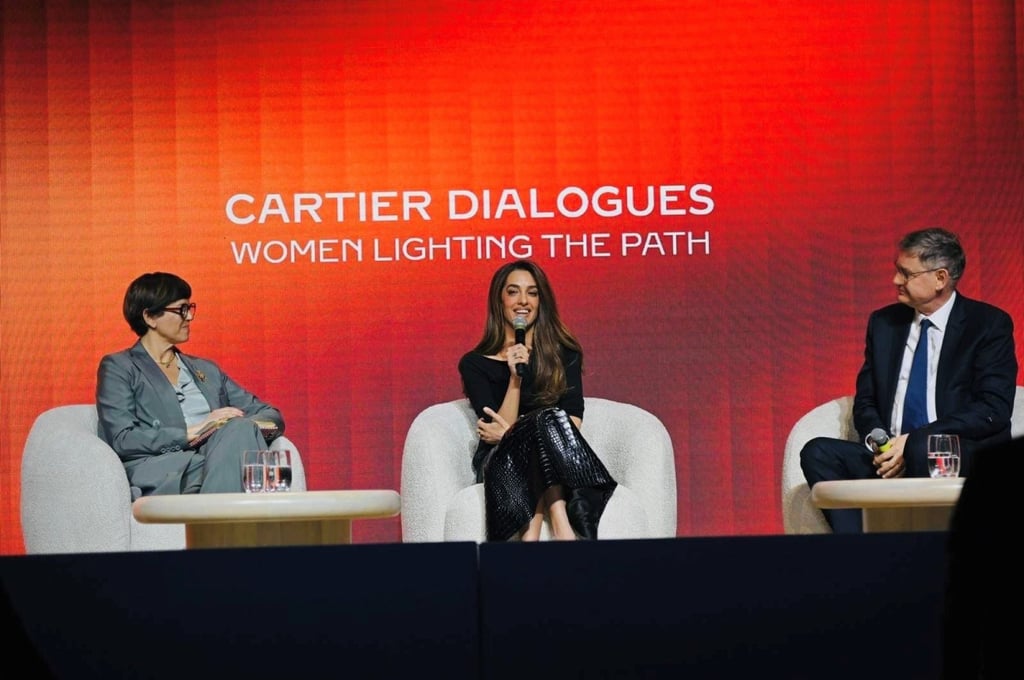 The Cartier Women Initiative Dialogues’ opening panel featured Monica Lucarelli, Amal Clooney and Cyrille Vigneron. Photo: Handout
