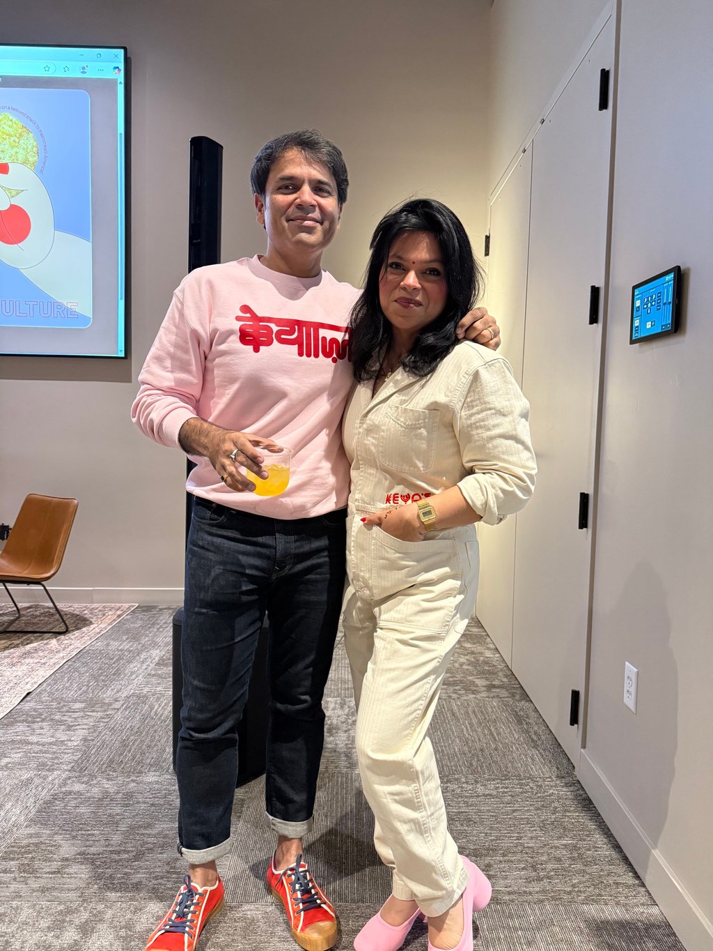Wingfield and her brother Abhishek Desai at the launch of Keya’s Snacks in March 2025. Photo: Keya Wingfield
