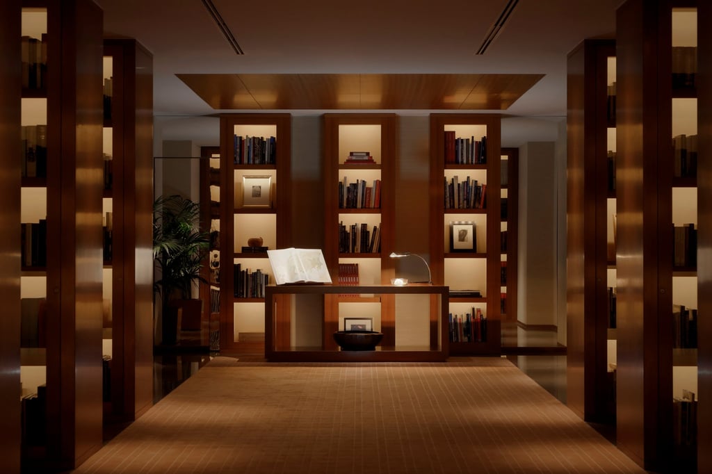 The lovely library where guests check in. Photo: Handout