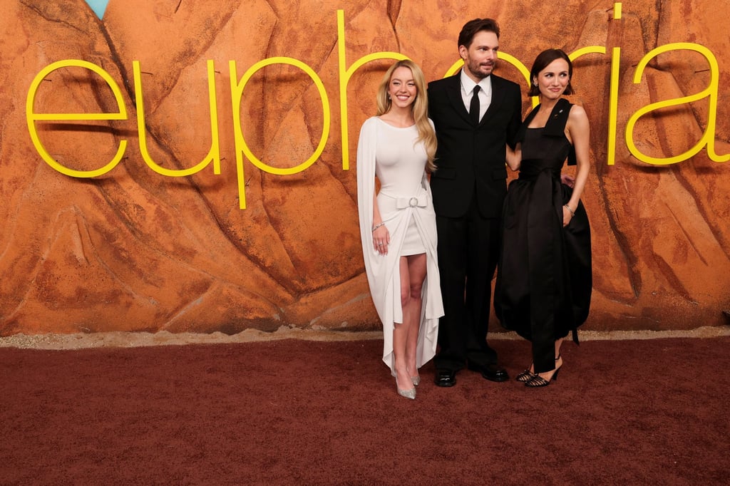 Director Sam Levinson (centre) and cast members Sydney Sweeney and Maude Apatow attend a premiere for the television series Euphoria in Los Angeles, California, on April 7. Photo: Reuters