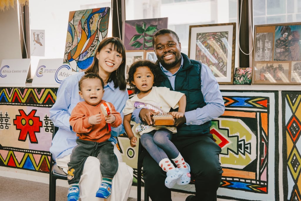 Innocent and Chihiro Mutanga, founders of Africa Centre Hong Kong, with their children Simba and Runako. Photo: Tracy Wong