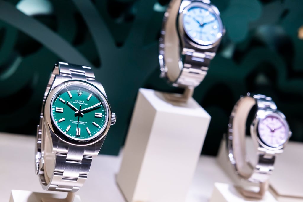 Rolex Oyster Perpetual watches on display at Watches and Wonders. Photo: EPA