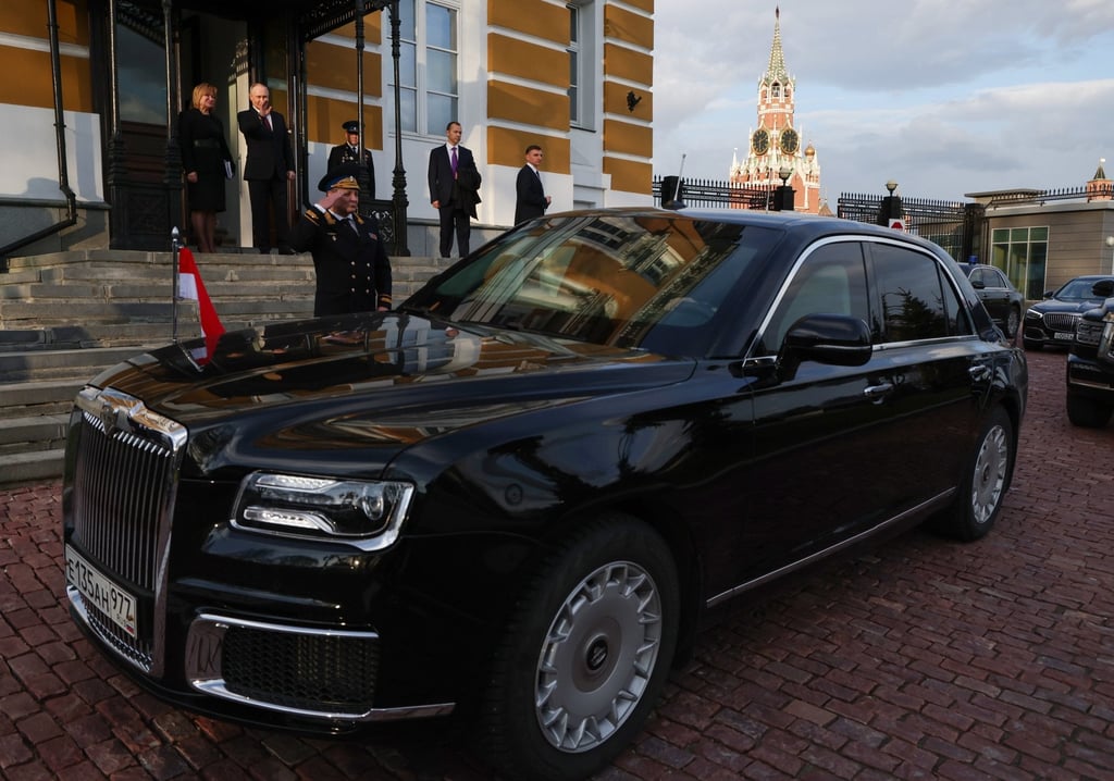 Russian President Vladimir Putin bids farewell to Indonesian President Prabowo Subianto following their meeting at the Kremlin in Moscow on Monday. Photo: EPA