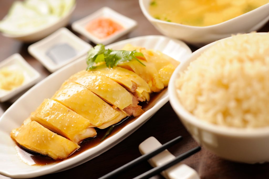 Hainanese chicken rice at a restaurant in Hong Kong. Photo: Warton Li