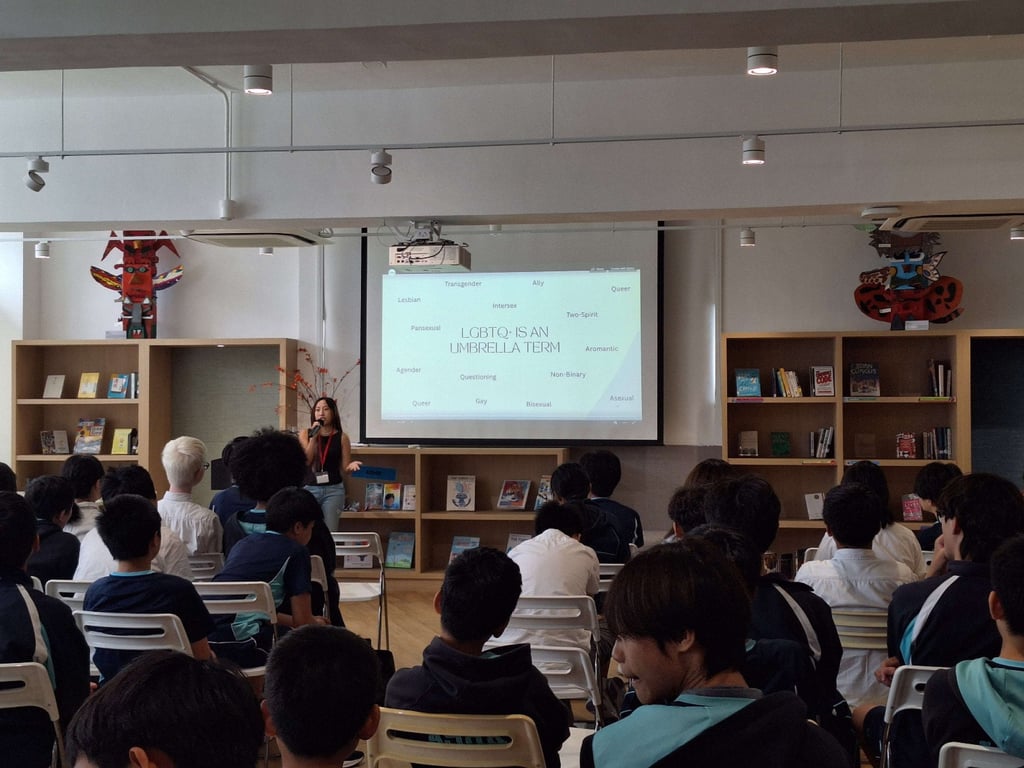 Jessica Chan from the Queer Student Alliance speaks to students about the effects of homophobia and transphobia. Photo: Handout