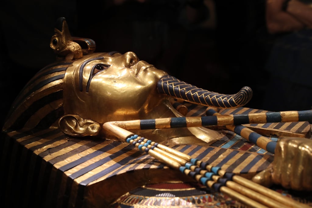 A gilded coffin at the King Tutankhamen exhibition hall of the Grand Egyptian Museum in Giza, Egypt, the world’s largest museum dedicated to a single civilisation. Photo: Xinhua