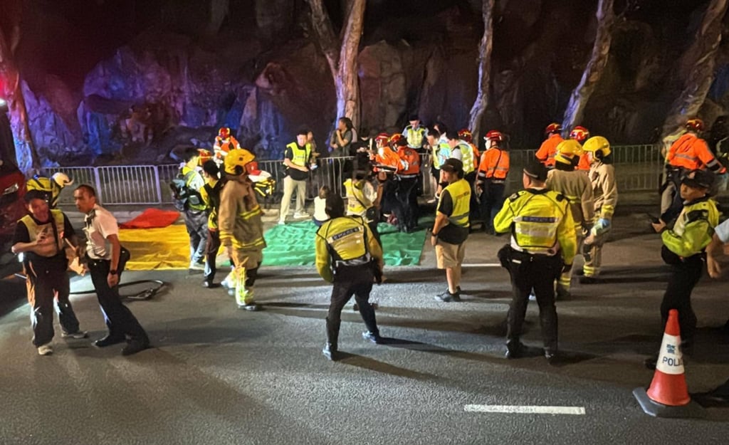 Some of those injured are treated at the roadside. Photo: Handout