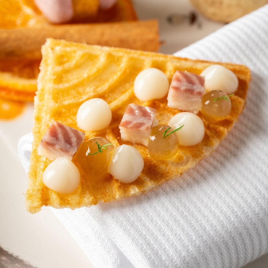 Bricelet with pike perch and white fish roe, from Maison Dunand’s Alpine tasting menu. Photo: Handout