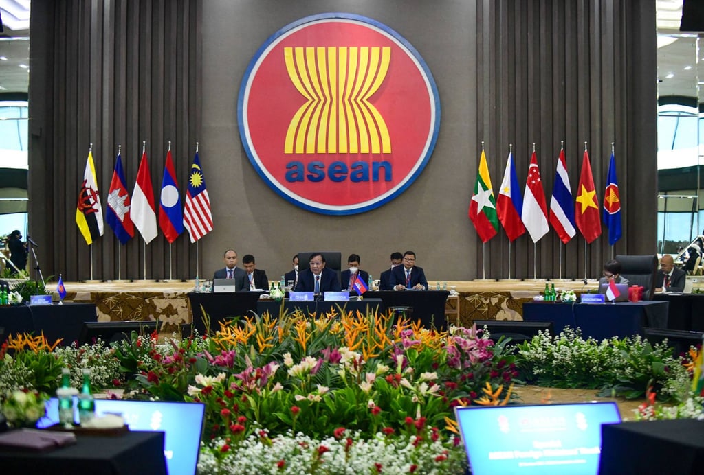 A view inside the Asean Secretariat building during a foreign ministers’ meeting in 2022. Indonesia has hosted the secretariat since it was established in 1976. Photo: Asean/AFP