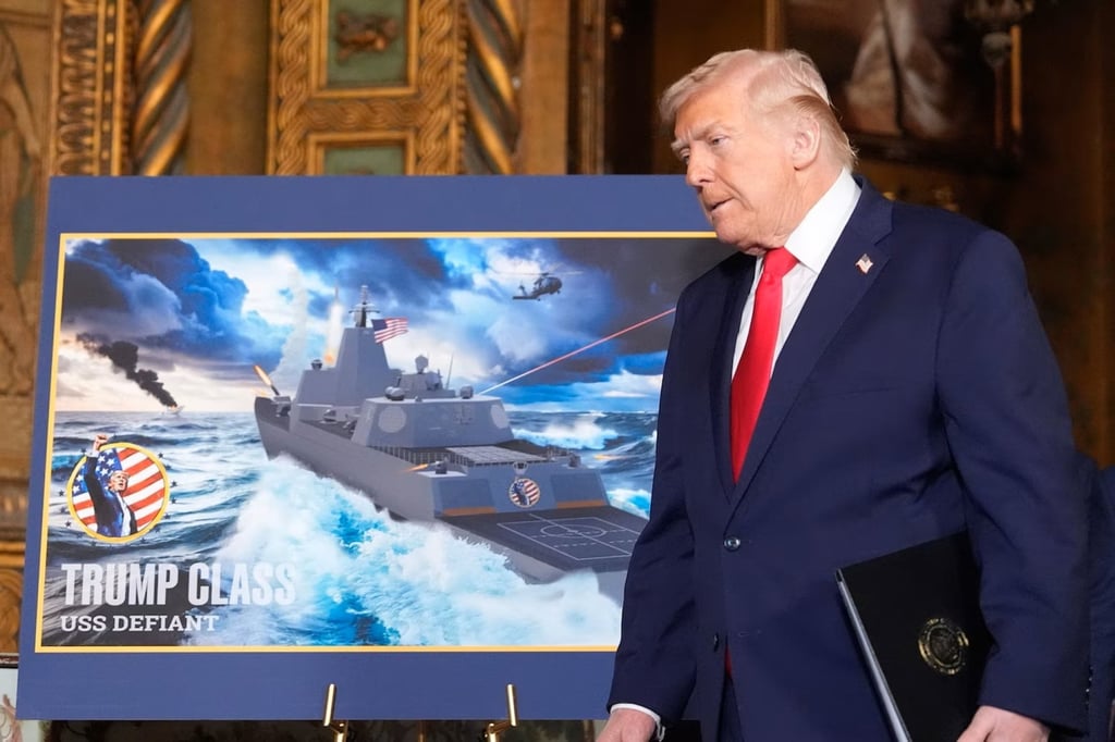 US President Donald Trump announces plans for a new class of warships bearing his name, at his Mar-a-Lago estate in Florida in December 2025. Photo: AP