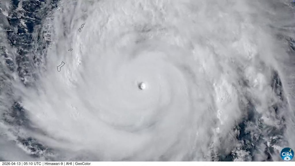 A satellite image of Super Typhoon Sinlaku approaching the Mariana Islands and Guam over the Pacific Ocean. Photo: via Reuters