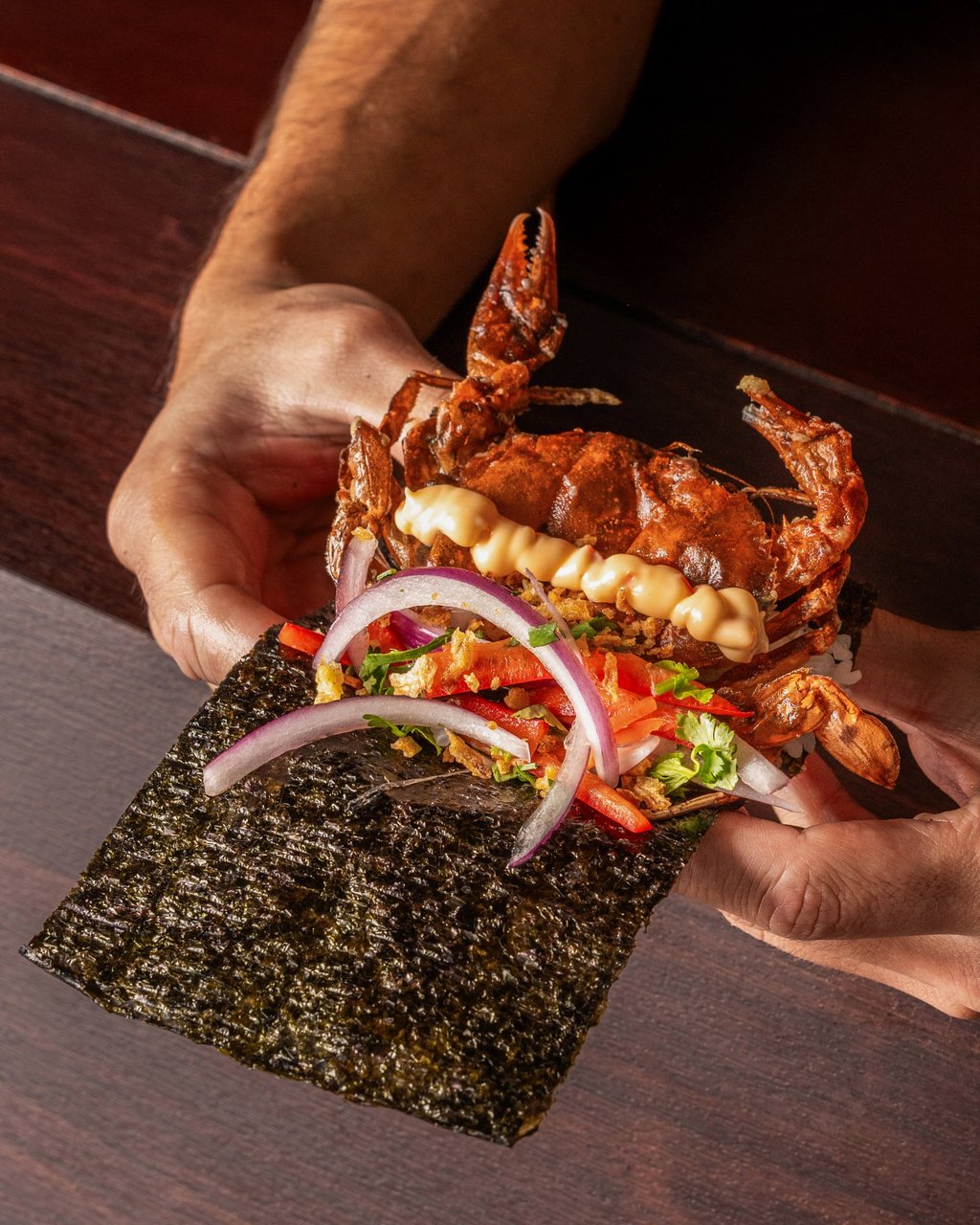 The typhoon shelter softshell crab roll at Roru Baru. Photo: courtesy Roru Baru