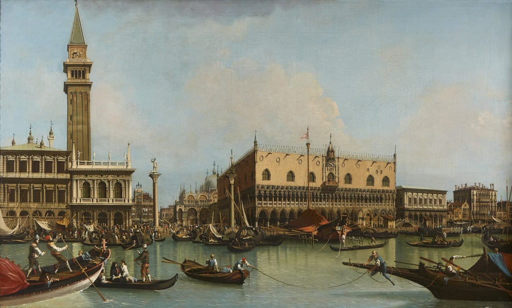 Canaletto’s The Molo, Venice, from the Bacino di San Marco from the Bacino di San Marco (c. 1733–1734). Photo: Fotostudio Rapuzzi