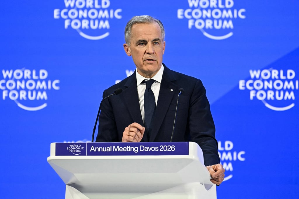 Canada’s Prime Minister Mark Carney delivers a speech during the World Economic Forum annual meeting in Davos, Switzerland, on January 20. Photo: AFP