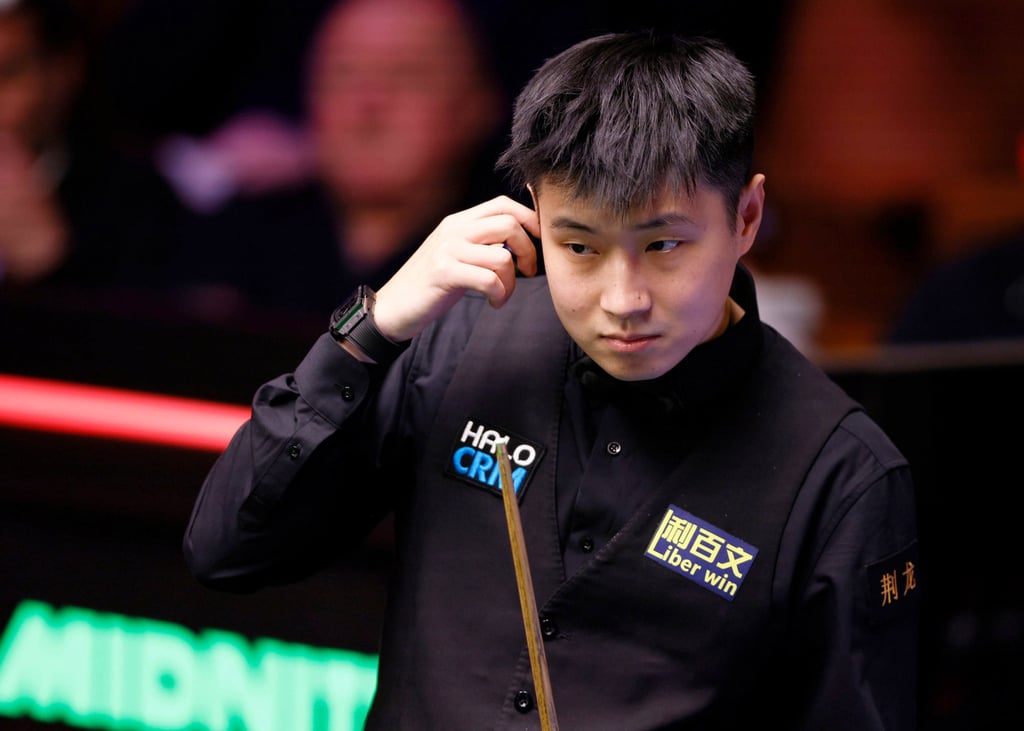 Zhao Xintong beat England’s Liam Highfield on day one of the tournament on Saturday. Photo: AP