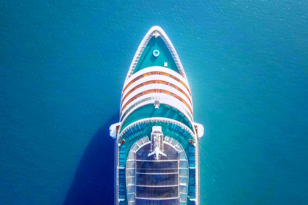 A cruise ship sails across the Mediterranean Sea. Roman authors applied the Latin word caeruleus, from which cerulean is derived, to the body of water. Photo: Shutterstock