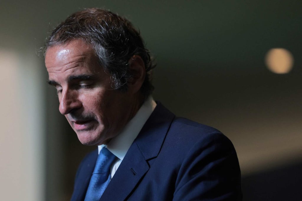 International Atomic Energy Agency chief Rafael Grossi speaks to members of the media at the United Nations headquarters in New York on Tuesday. Photo: Getty Images/AFP