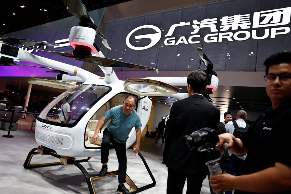 A GAC Govy AirCab flying car is displayed at Auto China in Beijing. Photo: Reuters