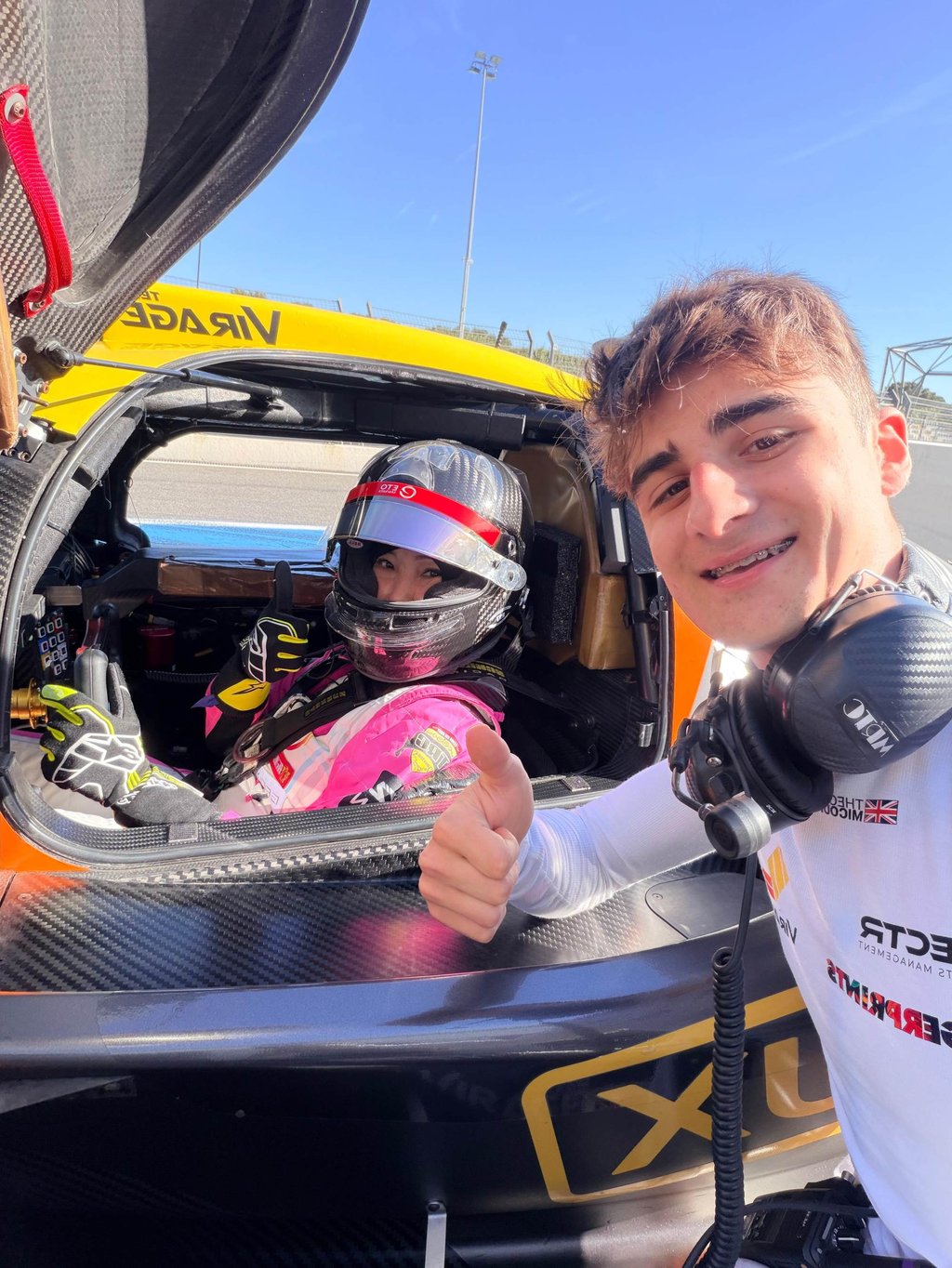 Denise Yeung (left) will join 20-year-old British driver Theo Micouris (right) for the Road to Le Mans race in France. Photo: Denise Yeung